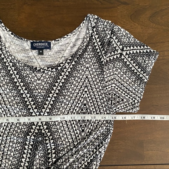 CHEROKEE Black White Printed Dress with Waist String - Picture 10 of 11